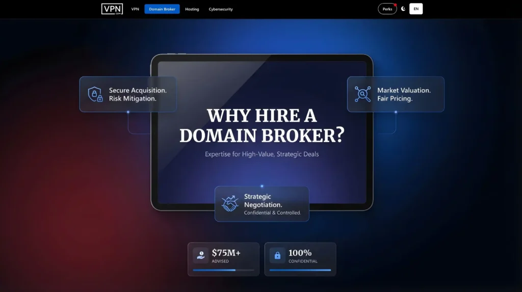 Why hire a premium domain broker secure acquisition, market valuation, strategic negotiation, and 100% confidential deals